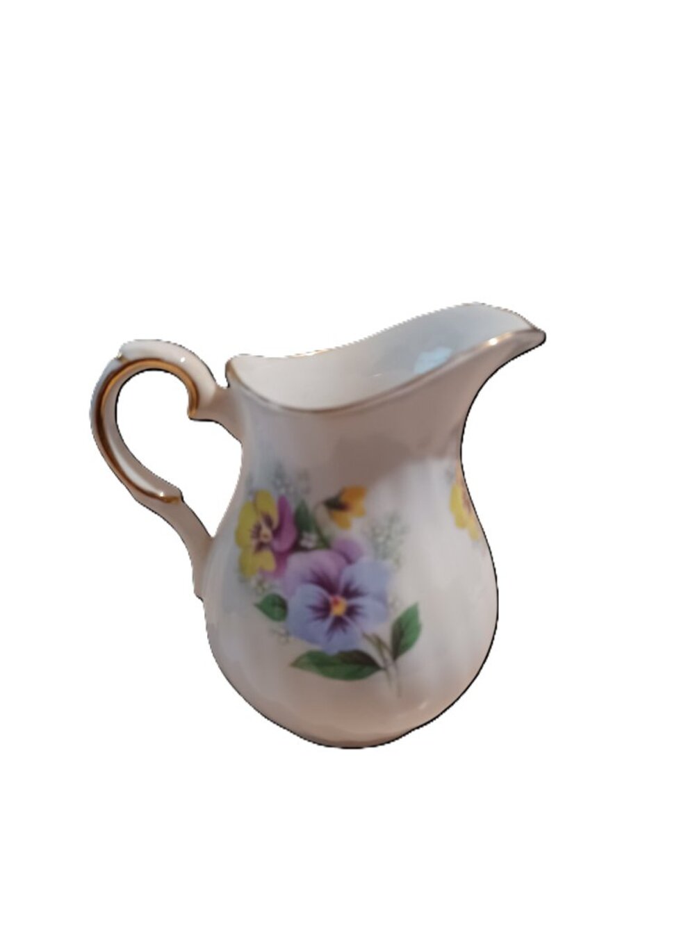 Elizabethan Fine Bone China White Swirl Creamer/Pitcher With Flowers & Gold Trim